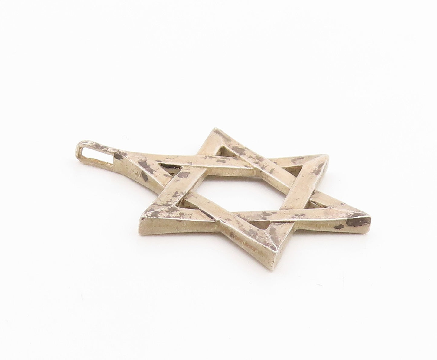 925 Sterling Silver Vintage Pendant Modernist Textured Star Of David  PT26289