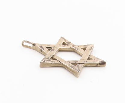 925 Sterling Silver Vintage Pendant Modernist Textured Star Of David  PT26289