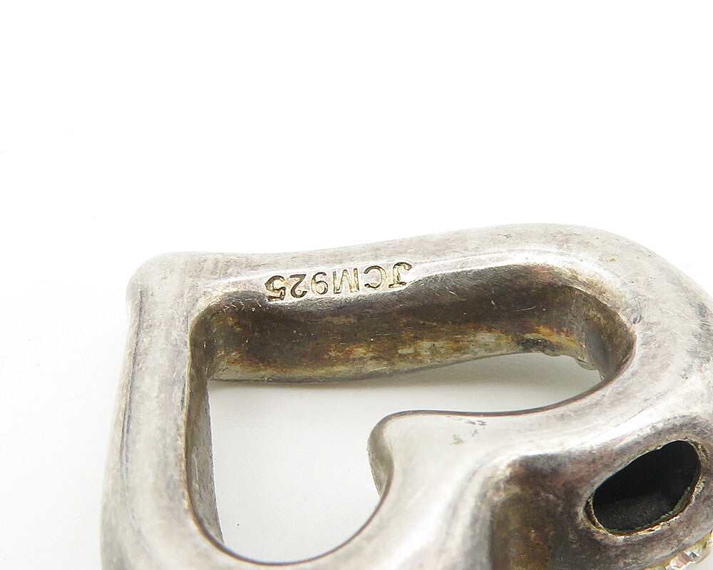 JACMEL 925 Sterling Silver  Vintage Topaz Open Love Heart Slide Pendant PT9216