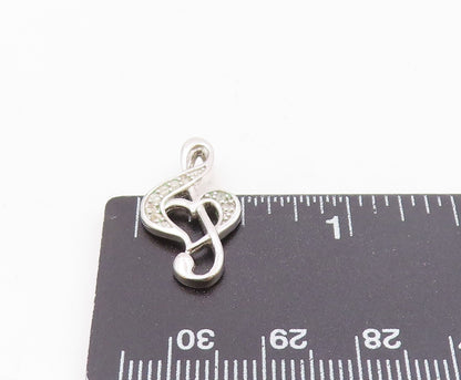925 Sterling Silver   Genuine Diamonds Love Heart Treble Clef Pendant  PT12785