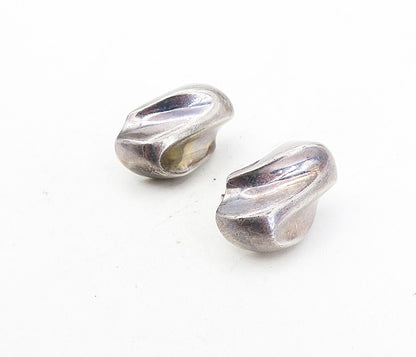 925 Sterling Silver  Vintage Dark Tone Sculpted Petite Drop Earrings  EG4049