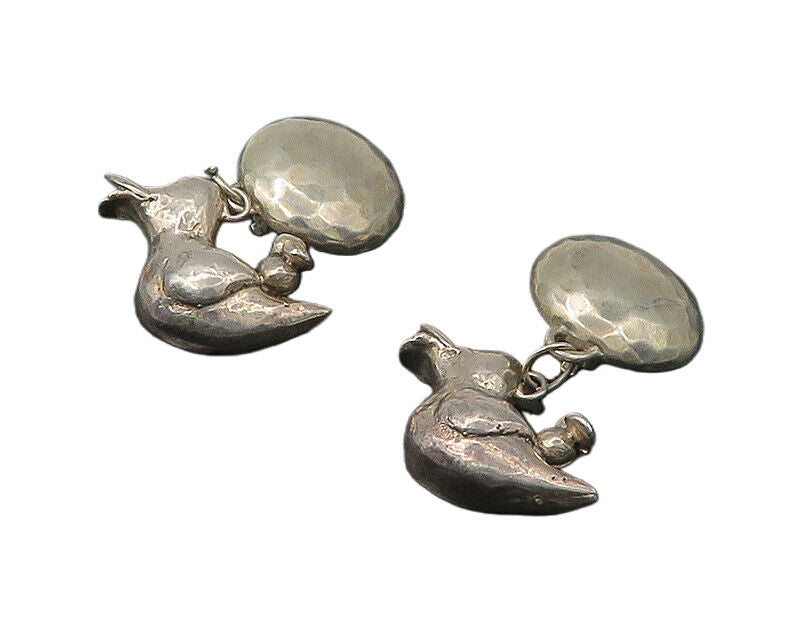 SUSAN CUMMINGS 925 Silver  Vintage Mom & Baby Duck Non Pierce Earrings EG10912