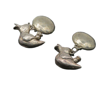SUSAN CUMMINGS 925 Silver  Vintage Mom & Baby Duck Non Pierce Earrings EG10912