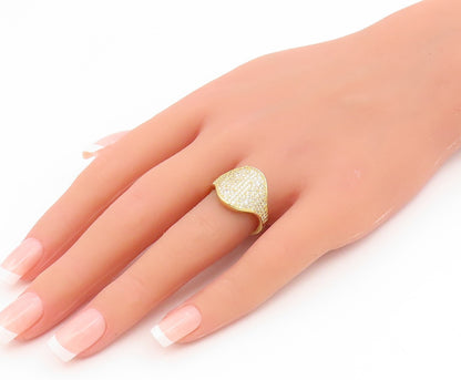 925 Sterling Silver Vintage Ring Gold Plated CZ Pave Signet Band  Sz 7  RG35287