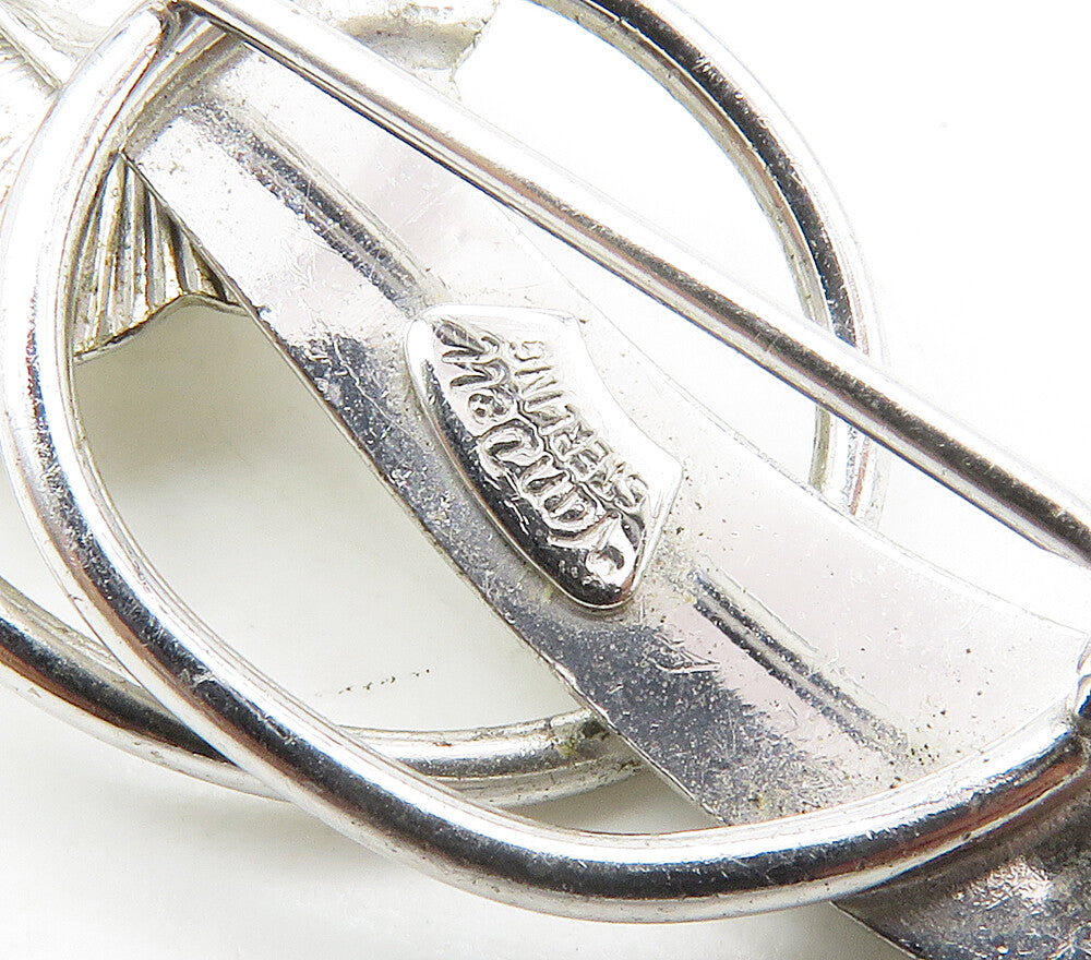 VAN DELL 925 Sterling Silver  Vintage Shiny Flower Swirl Brooch Pin  BP6533