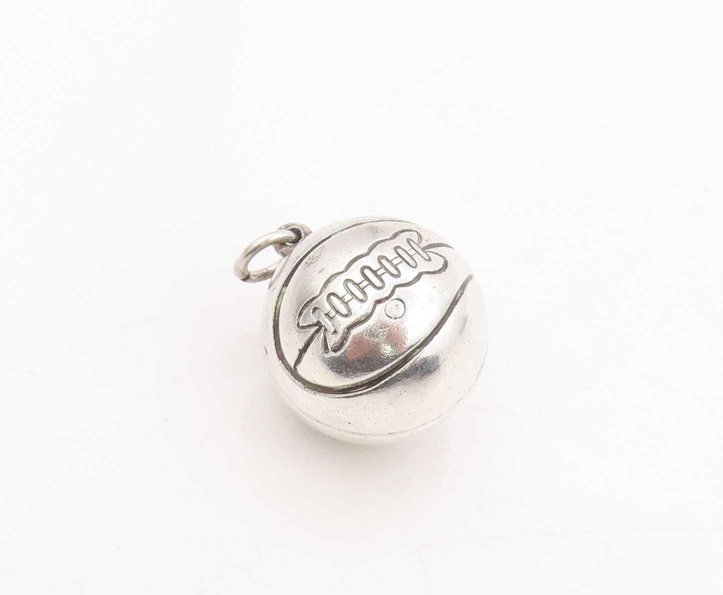 925 Sterling Silver Vintage Pendant Engraved Lacing Basketball Charm  PT25345