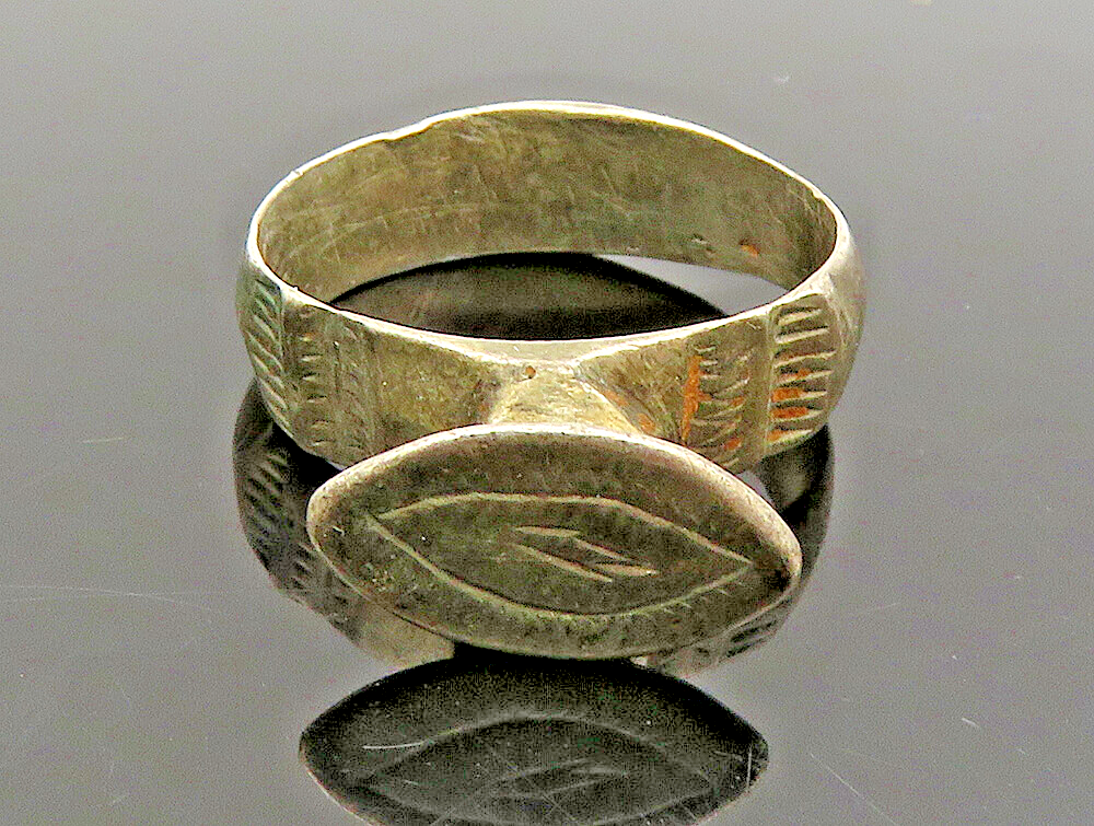 MIDDLE EAST 925 Sterling Silver  Vintage Oxidized Etched Ring Sz 6  RG24289