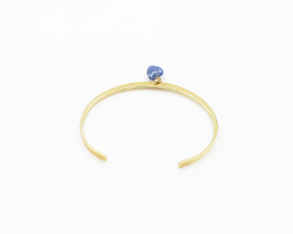 925 Sterling Silver  Vintage Sodalite Gold Plated Shiny Cuff Bracelet  BT7878