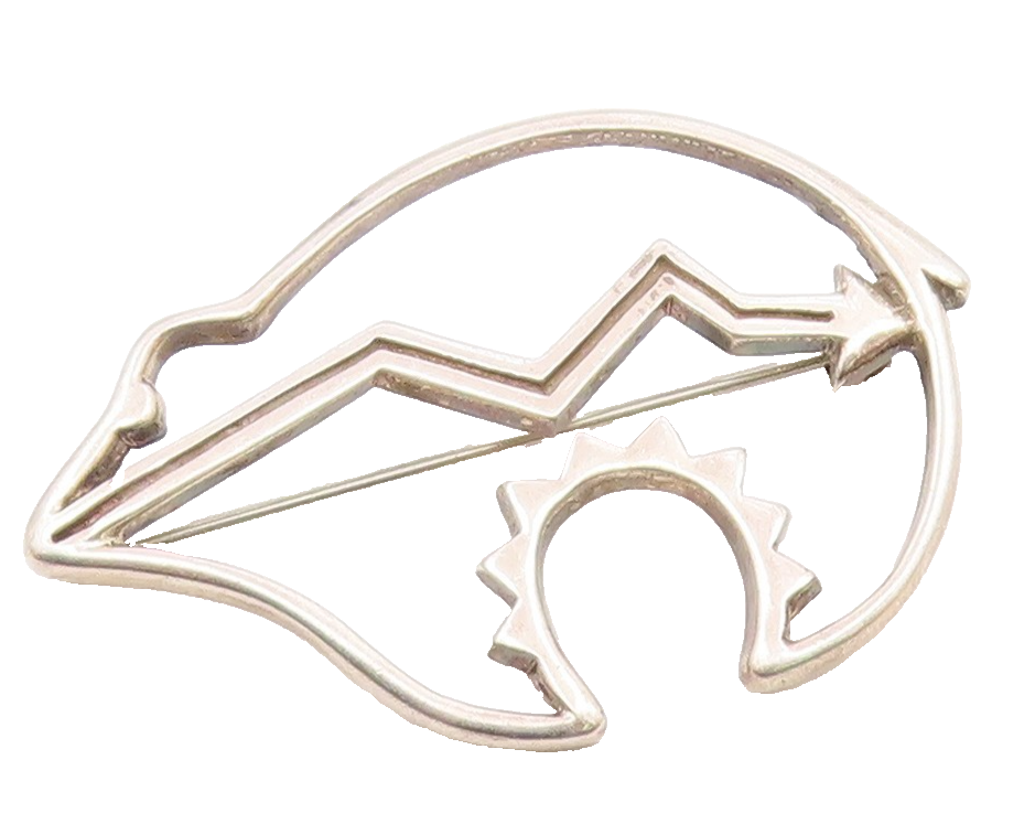 SOUTHWESTERN 925 Sterling Silver Vintage Openwork Bear Cutout Brooch Pin BP9944