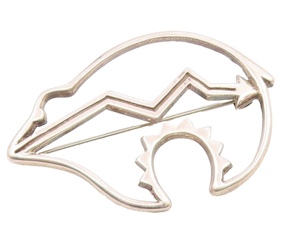SOUTHWESTERN 925 Sterling Silver Vintage Openwork Bear Cutout Brooch Pin BP9944