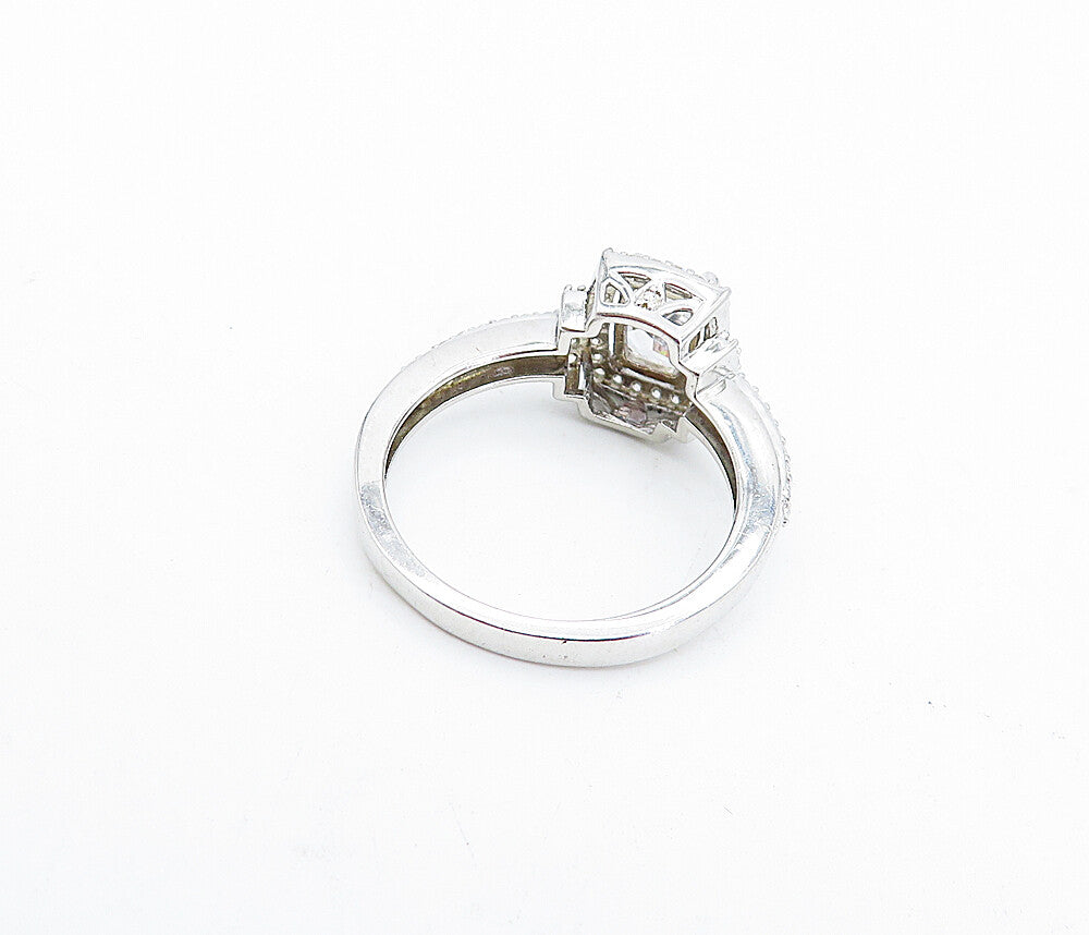 925 Sterling Silver  Cubic Zirconia Solitaire With Accents Ring Sz 7  RG4110