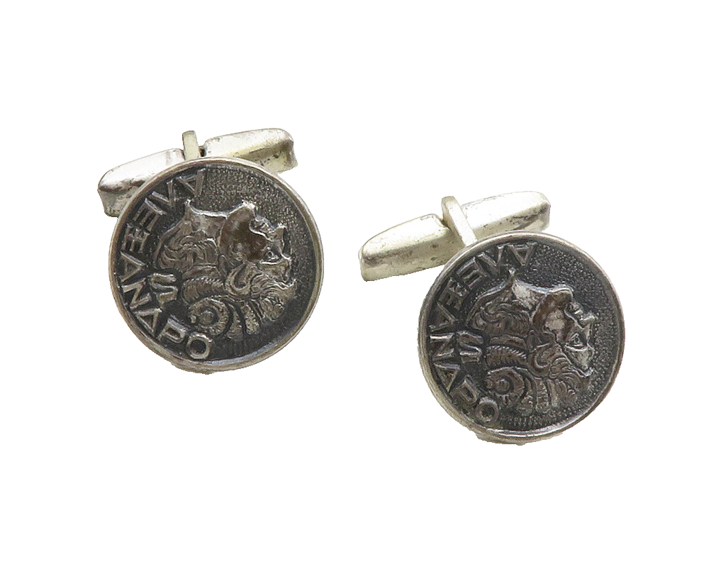 925 Sterling Silver  Vintage Antique Oxidized Face Profile Cufflinks  TR1926