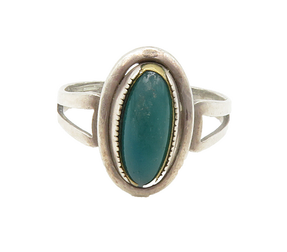 SARAH COV 925 Silver  Vintage Green Carnelian Cocktail Ring Sz 9  RG14756