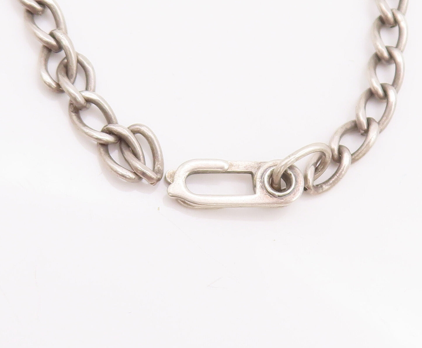925 Sterling Silver Vintage Bracelet Carved Dangling Charms Amethyst  BT10423