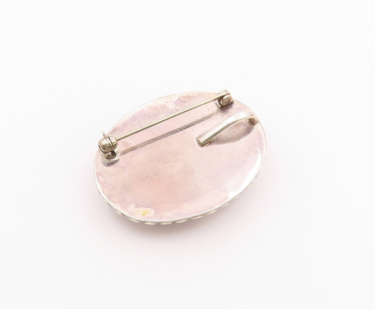 BALI 925 Sterling Silver  Vintage Cabochon Gemstone Brooch Pin  BP8237