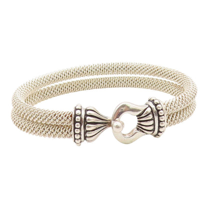 ESPO SIG 925 Sterling Silver  Vintage Double Mesh Hook Bangle Bracelet  BT8701