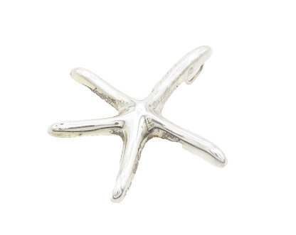 925 Sterling Silver  Vintage Shiny Hollow Smooth Starfish Pendant  PT15346