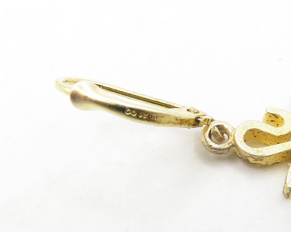 925 Sterling Silver  Vintage Gold Plated Open Design Dangle Earrings  EG9498