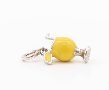 925 Sterling Silver Vintage Pendant Enameled Cocktail Glass Charm  PT24325