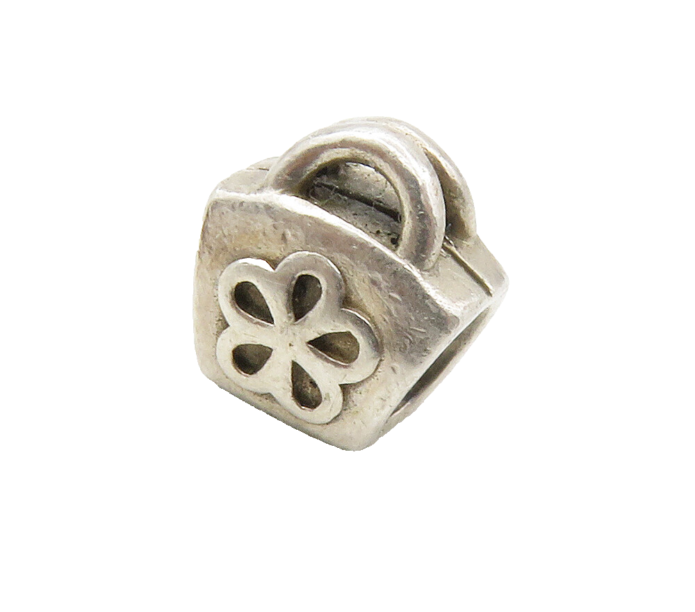 PANDORA 925 Sterling Silver  Vintage Blue Topaz Purse Slide Pendant  PT11750