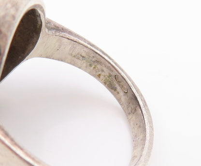 925 Sterling Silver Vintage Ring Dark Tone Oval Onyx Halo Disk  Sz 7  RG31927