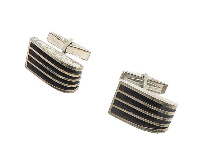 925 Sterling Silver  Vintage Dark Tone Split Design Cufflinks  TR2410