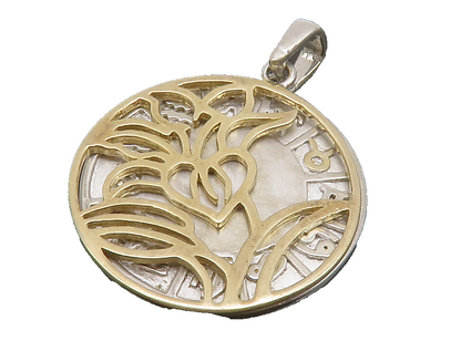 ROSS SIMON 925 Silver  Shiny Round Floral Outline Zodiac Pendant  PT10592