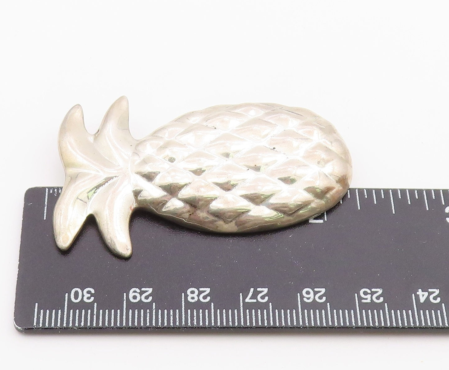 MEXICO 925 Sterling Silver  Vintage Shiny Pineapple Fruit Brooch Pin  BP4674