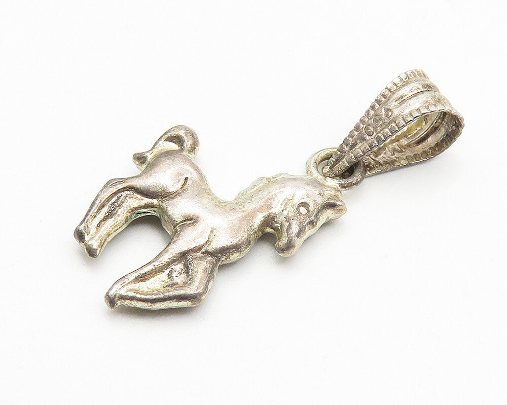 925 Sterling Silver  Vintage Petite Dark Tone Hollow Horse Pendant  PT8222