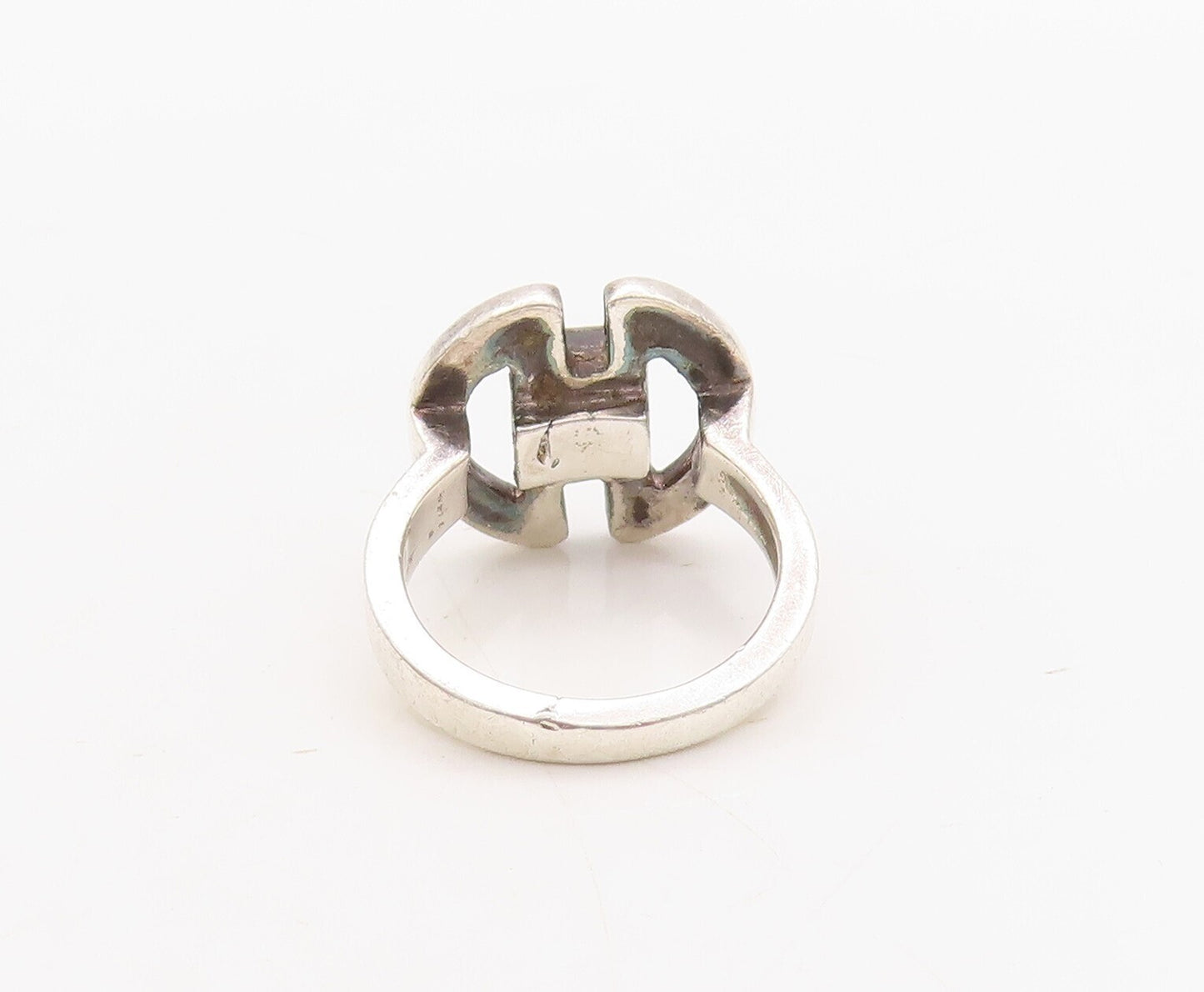 14k Gold 925 Sterling Silver Vintage Ring Double D & Square Cut  Sz 5.5  RG31408