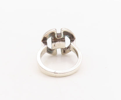 14k Gold 925 Sterling Silver Vintage Ring Double D & Square Cut  Sz 5.5  RG31408