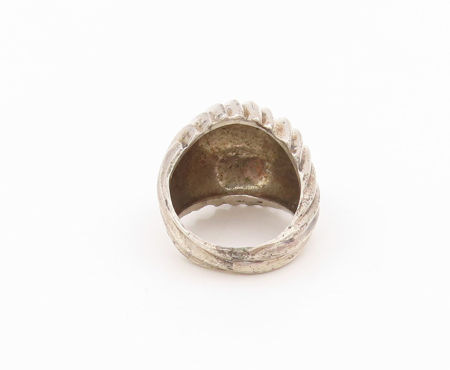 925 Sterling Silver Vintage Ring Domed Designer Grooved  Sz 3  RG31789