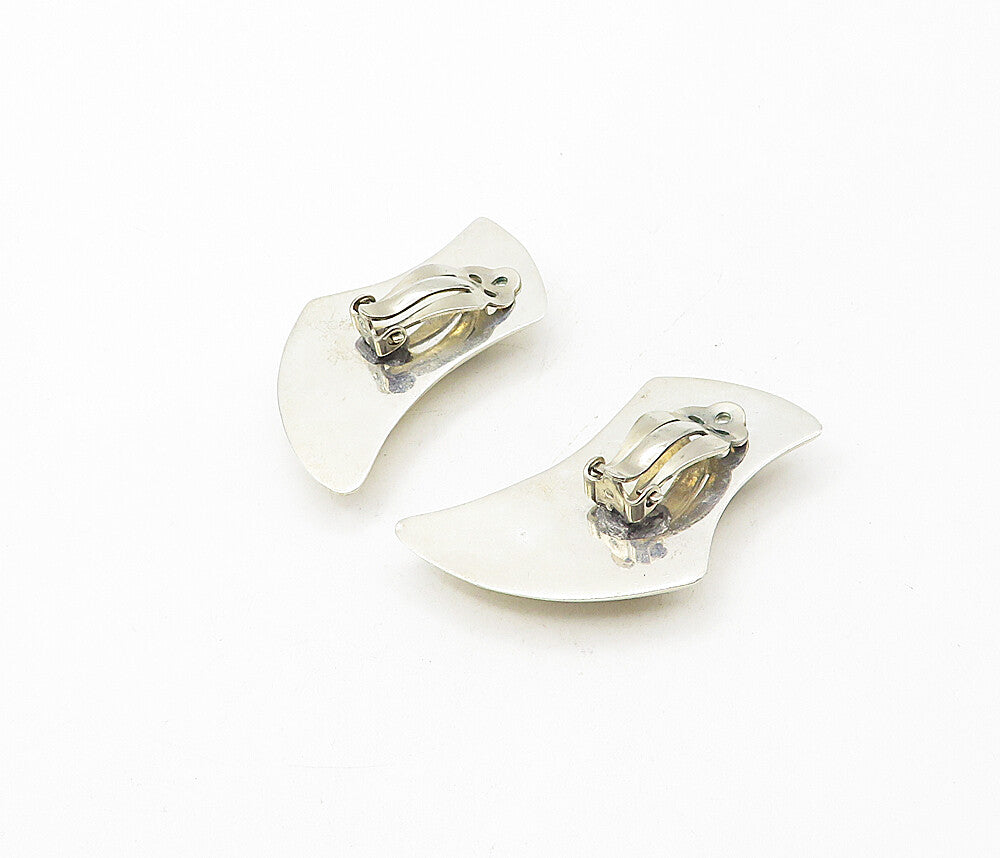 925 Sterling Silver  Vintage Shiny Hollow Non Pierce Drop Earrings  EG3804