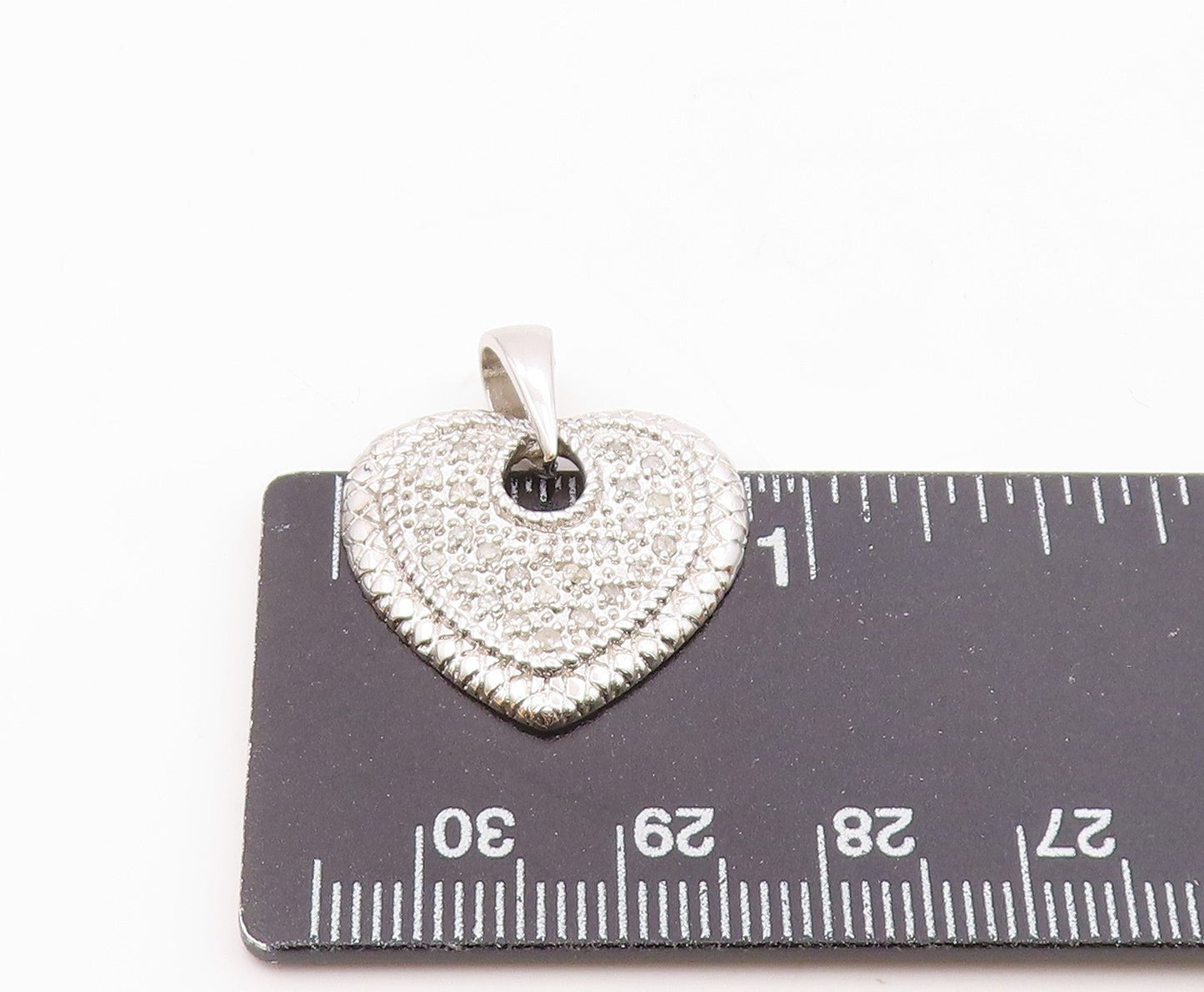 925 Sterling Silver   Shiny Genuine Diamonds Love Heart Drop Pendant  PT15007