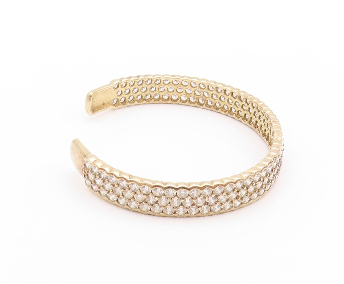 925 Sterling Silver Vintage Bracelet Gold Plated CZ Inlay Cuff  BT11218