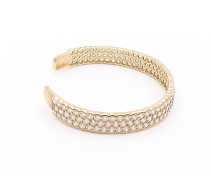 925 Sterling Silver Vintage Bracelet Gold Plated CZ Inlay Cuff  BT11218