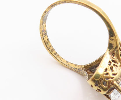 925 Sterling Silver Vintage Ring Gold Plated Marquise Cut CZ Band  Sz 6  RG35491