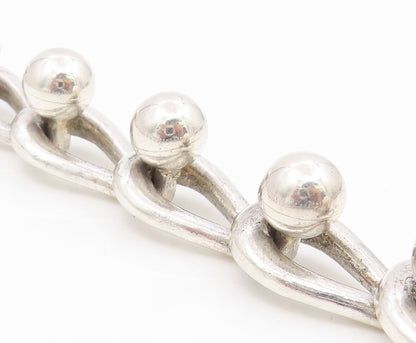 925 Sterling Silver Vintage Necklace Interlocking Bead Loop Link Heavy  NE4841