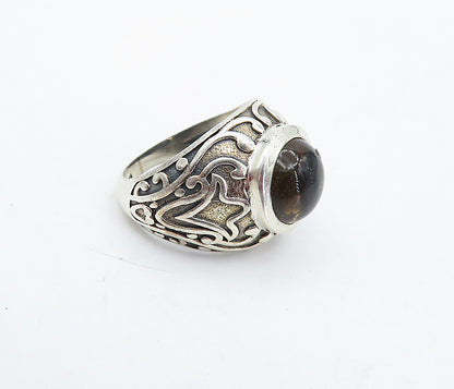 925 Sterling Silver  Vintage Cabochon Smoky Topaz Cocktail Ring Sz 6  RG4451