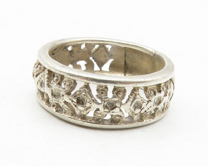 925 Sterling Silver  Vintage Open Design Round Band Ring Sz 7  RG11748