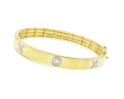 925 Sterling Silver Genuine Diamonds Gold Plated Bangle Bracelet  BT5250
