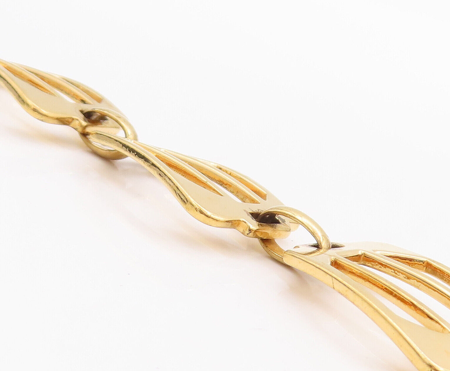925 Sterling Silver Vintage Bracelet Gold Plated Cutout Designer   BT10645