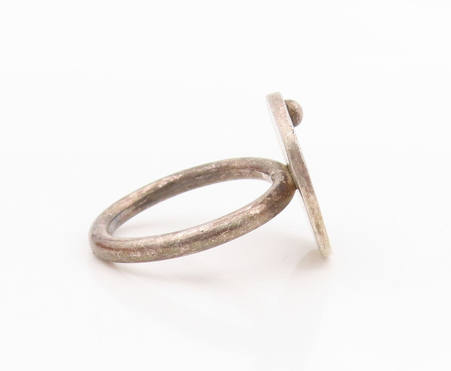 925 Sterling Silver Vintage Ring Carved Cup Cake Chunky Band  Sz 7.5  RG34344