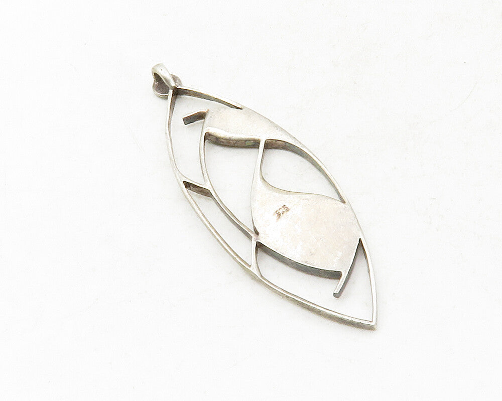 925 Sterling Silver  Vintage Inlaid Black Onyx Open Design Pendant  PT10124