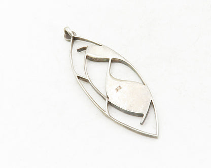 925 Sterling Silver  Vintage Inlaid Black Onyx Open Design Pendant  PT10124