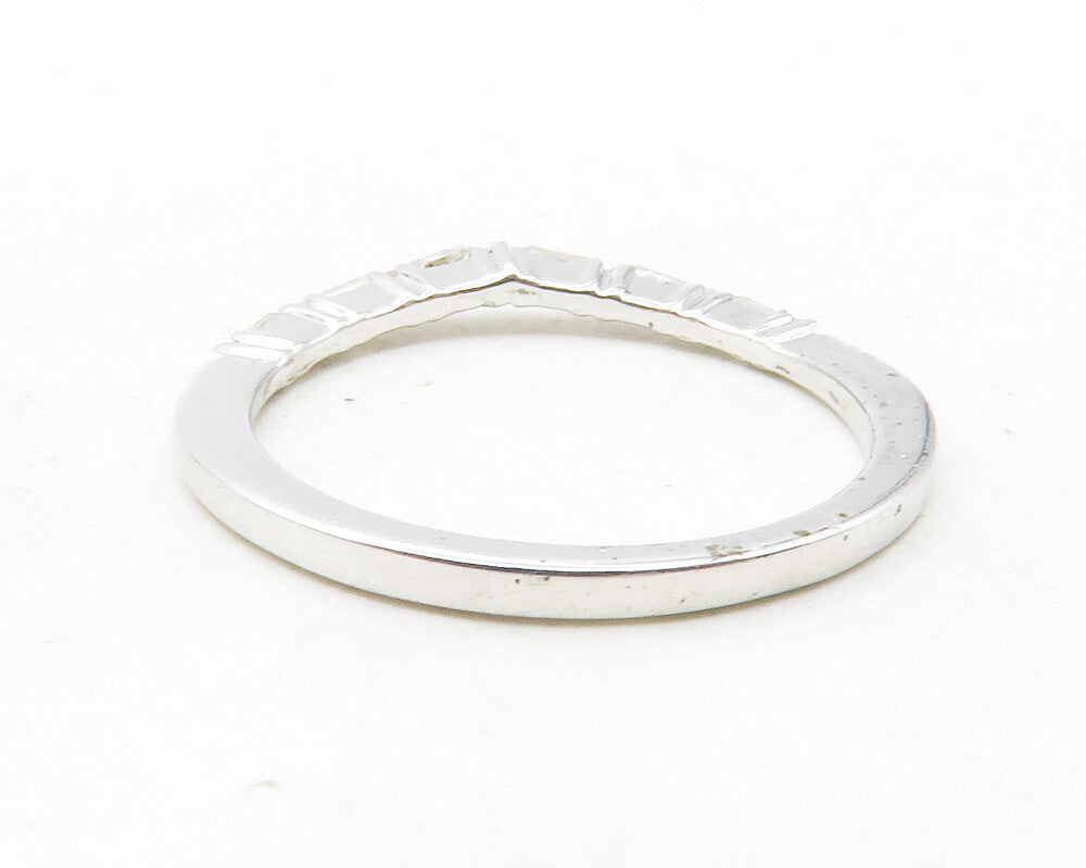 925 Sterling Silver  Genuine Diamonds Shiny Thin Band Ring Sz 6  RG12509
