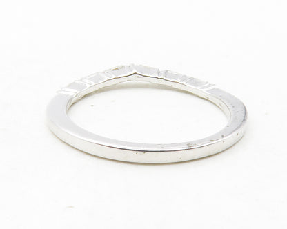 925 Sterling Silver  Genuine Diamonds Shiny Thin Band Ring Sz 6  RG12509