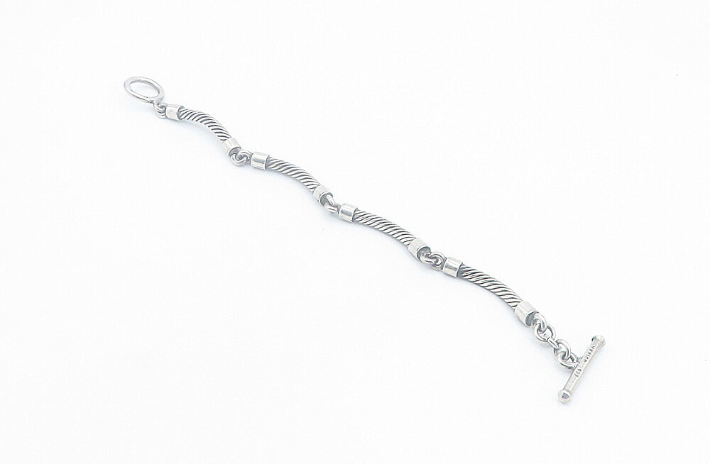 MEXICO 925 Sterling Silver  Vintage Twist Bar Link Chain Bracelet  BT3402