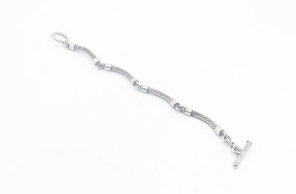 MEXICO 925 Sterling Silver  Vintage Twist Bar Link Chain Bracelet  BT3402