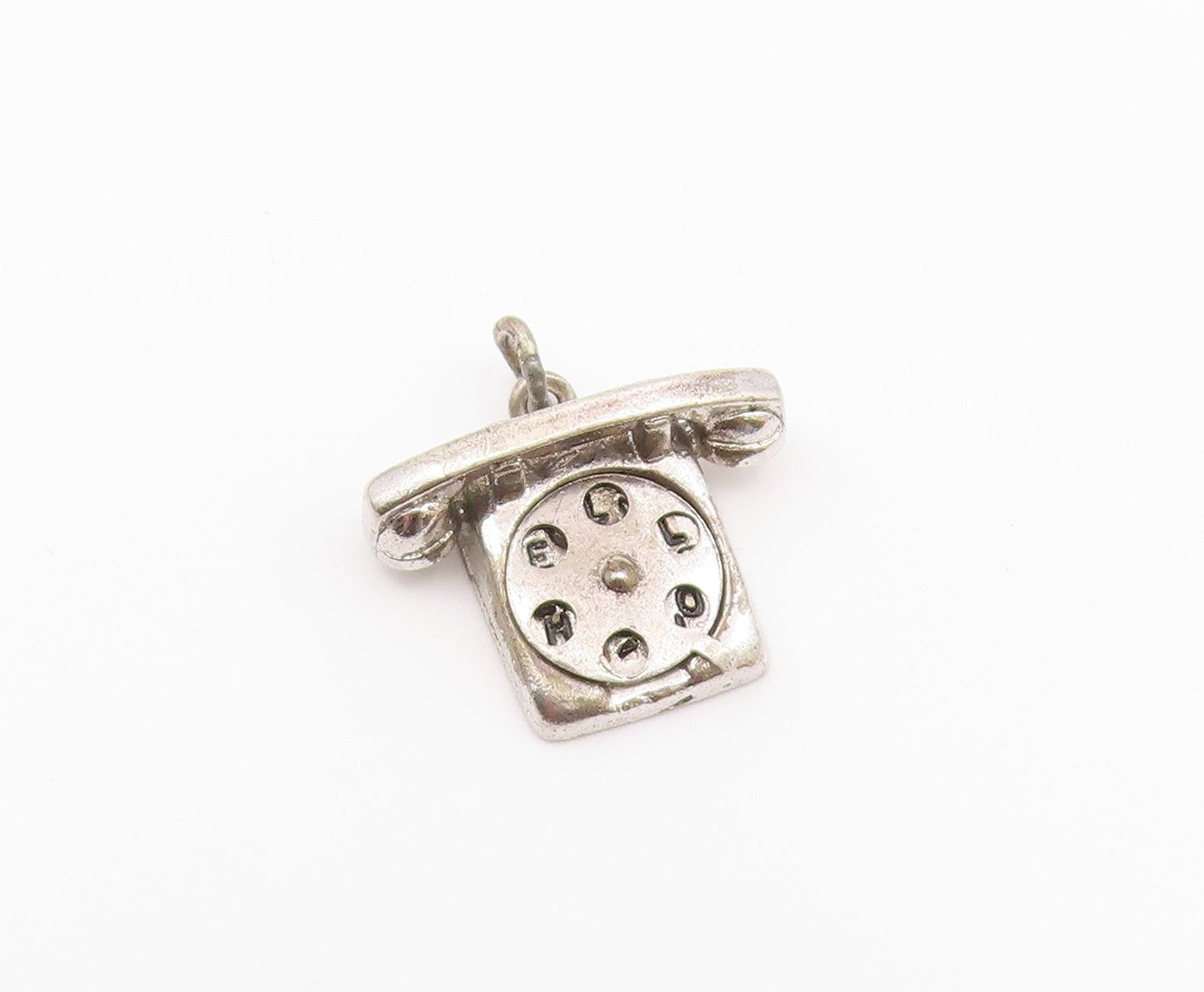 925 Sterling Silver  Vintage Petite Old Fashioned Telephone Pendant  PT16414